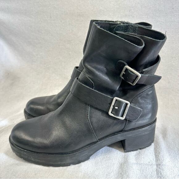 Korkease Witz leather Mid Calf Moto Boot in Nero (black) size 9 Zip Closure - Picture 6 of 16